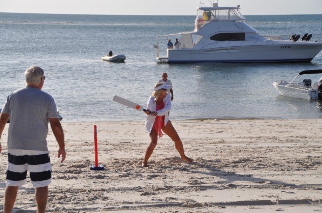 A game of beach cricket and some friendly rivalry at Moon Point was one of the highlights of the trip © Stephen Milne